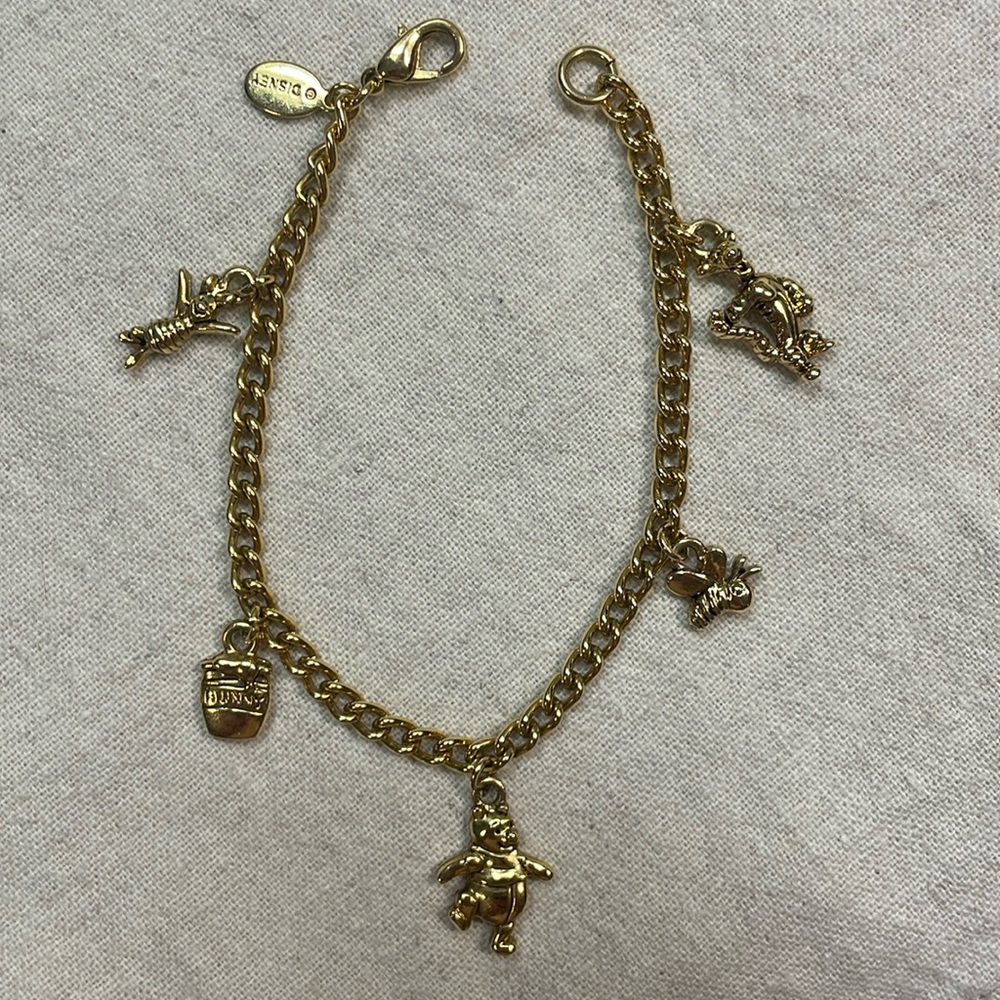 Disney Winnie the Pooh Gold Link Charm Bracelet